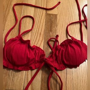 shein adjustable red bikini top